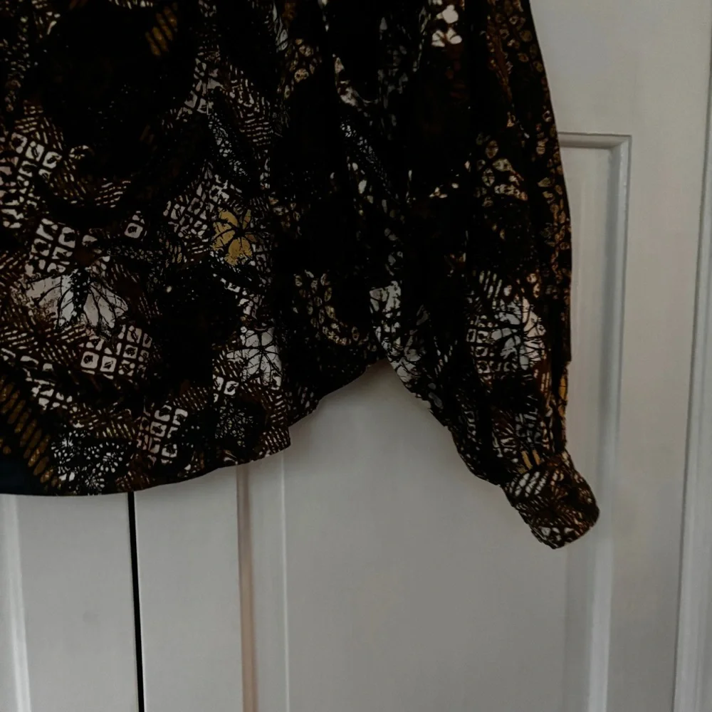 Ulla Johnson Prudence Blouse Bronze Floral Size 2 Puff Sleeves Neutral Top Shirt